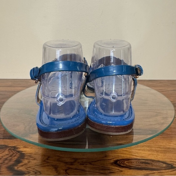 COACH Caterine Blue Patent Leather T-Strap Thong Sandals - Picture 5 of 16